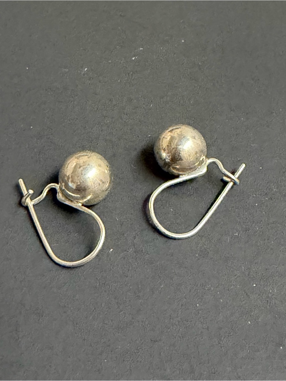 Sterling Silver Ball Drop Hoop Earrings - Unbranded 1.5 grams